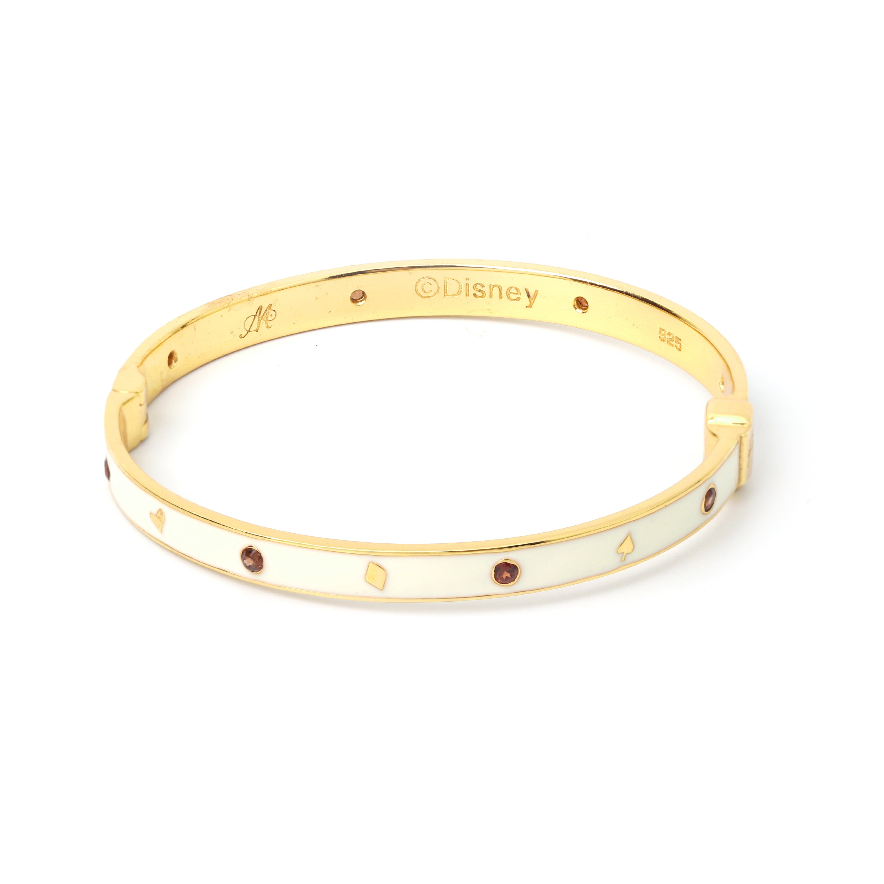 Elegant sterling silver enamel bangle with gold finish