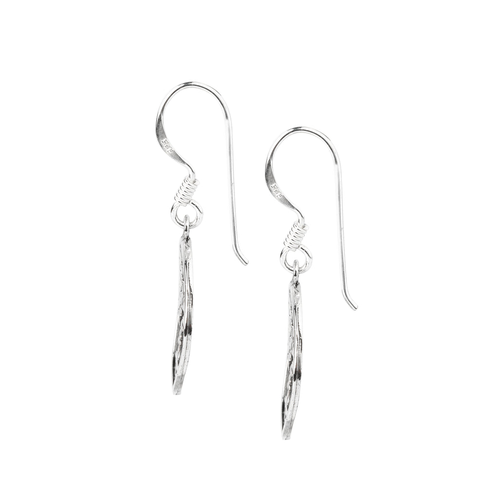 Detailed openwork tree texture in polished sterling silver earrings by Jewelry by Crimson