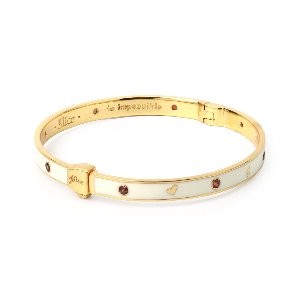 Minimalist white and gold enamel bracelet for women