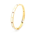 Gold plated white enamel bangle bracelet in 925 sterling silver