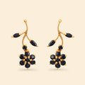 Blue sapphire floral earrings in 14K gold plated 925 sterling silver