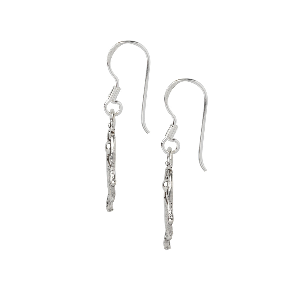 Minimal Hamsa dangle earrings in hypoallergenic 925 sterling silver for everyday wear