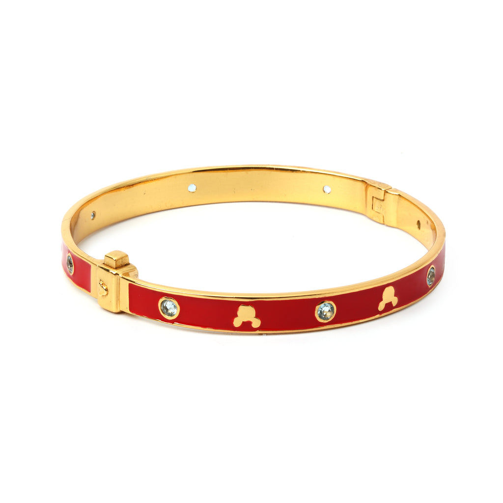 Elegant sterling silver enamel bangle with gold plating