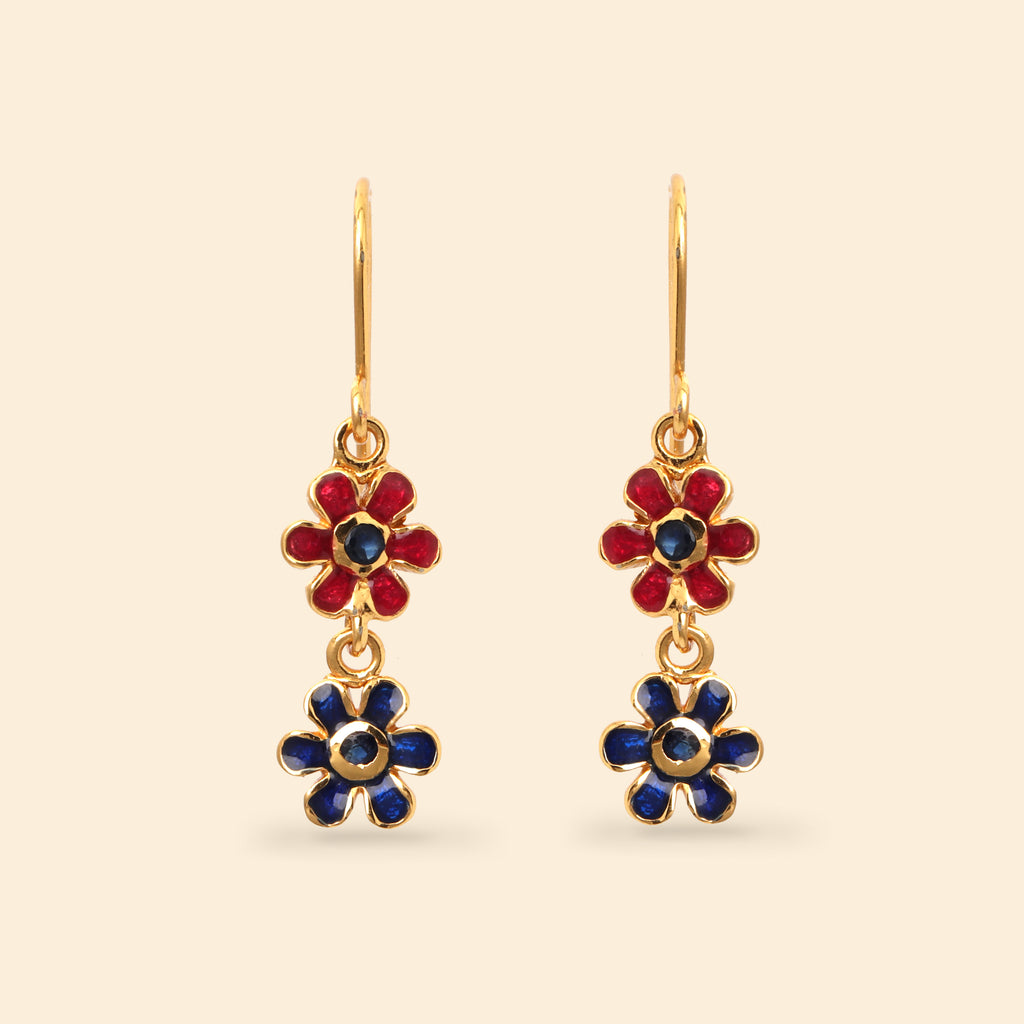 Artisan sapphire floral earrings handcrafted in Thailand