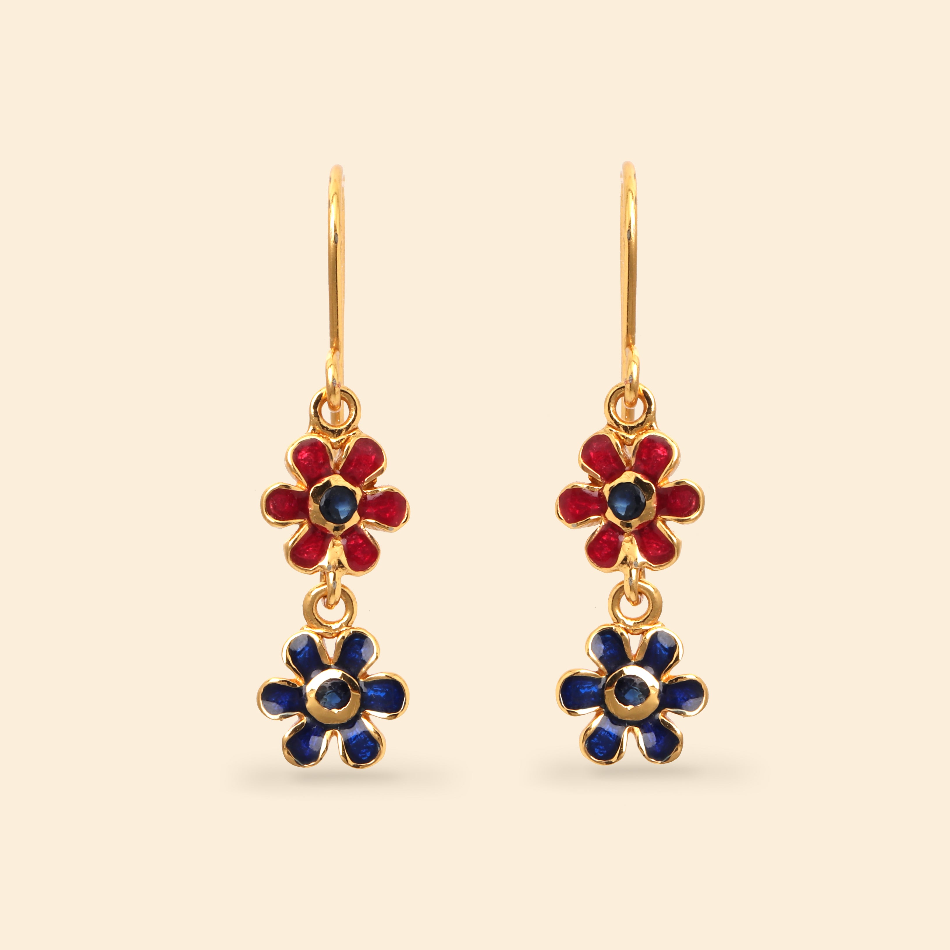 Artisan sapphire floral earrings handcrafted in Thailand