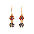 Gold plated sapphire floral drop earrings in 925 sterling silver