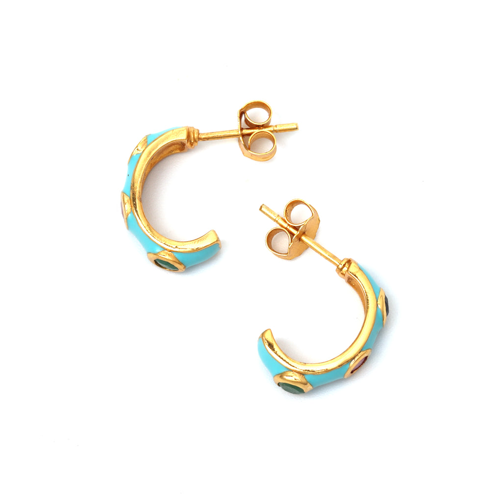 Elegant multi gemstone earrings in 925 sterling silver