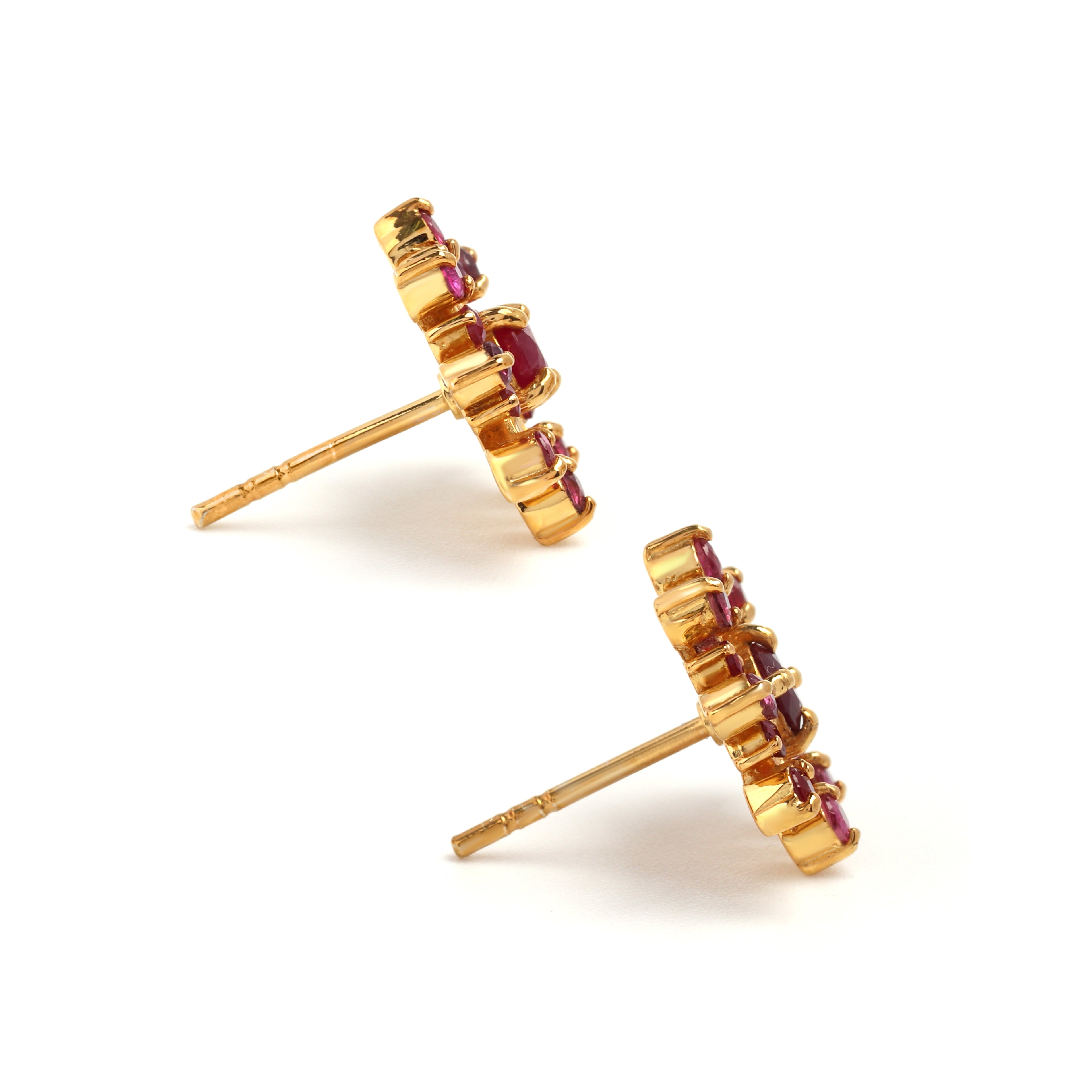 Ruby Bloom stud earrings in 925 sterling silver, luxury handmade jewelry by Jewelry by Crimson