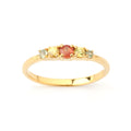 Rainbow fancy sapphire five stone ring in 18K gold plated sterling silver by Jewelry By Crimson