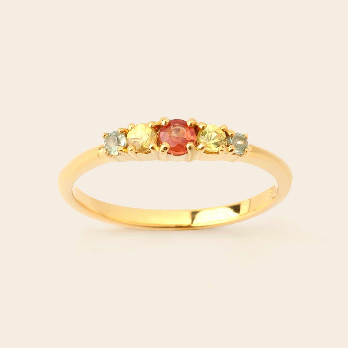 September birthstone rainbow sapphire stacking ring