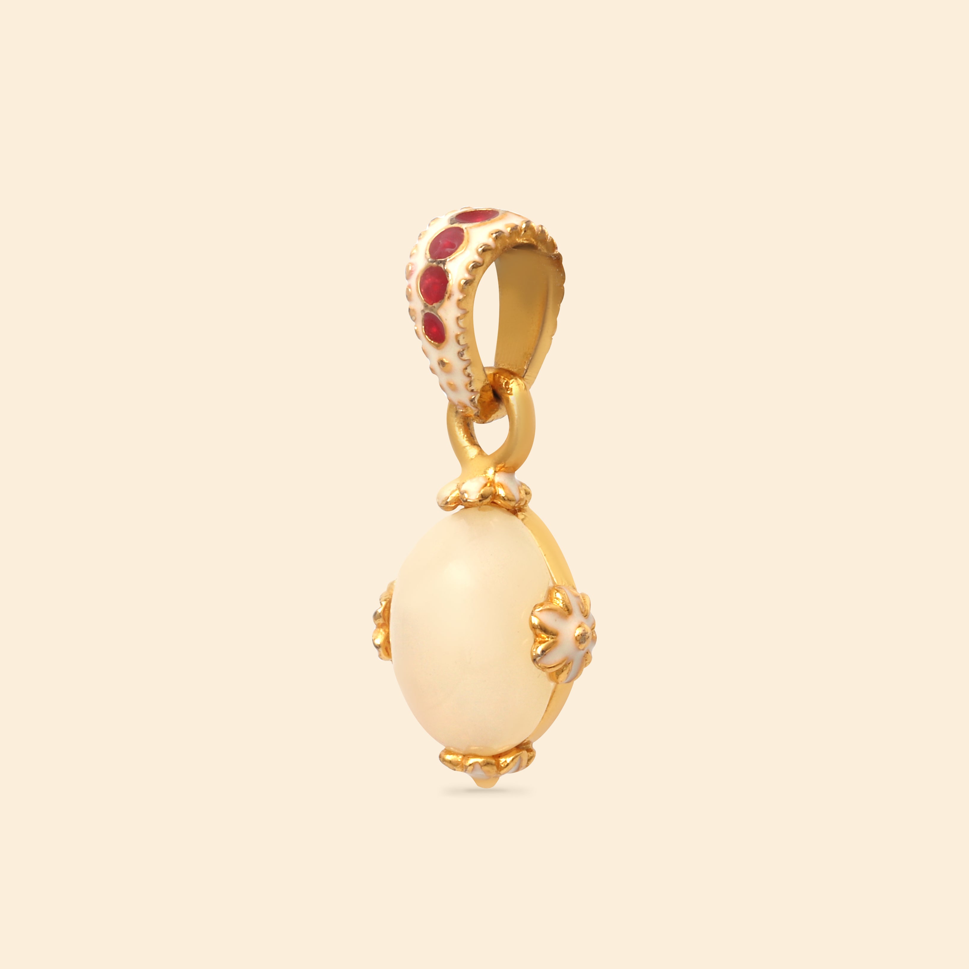 White opal pendant with polished gold plated setting