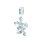 Natural Blue Topaz Snowflake Pendant in 925 Sterling Silver