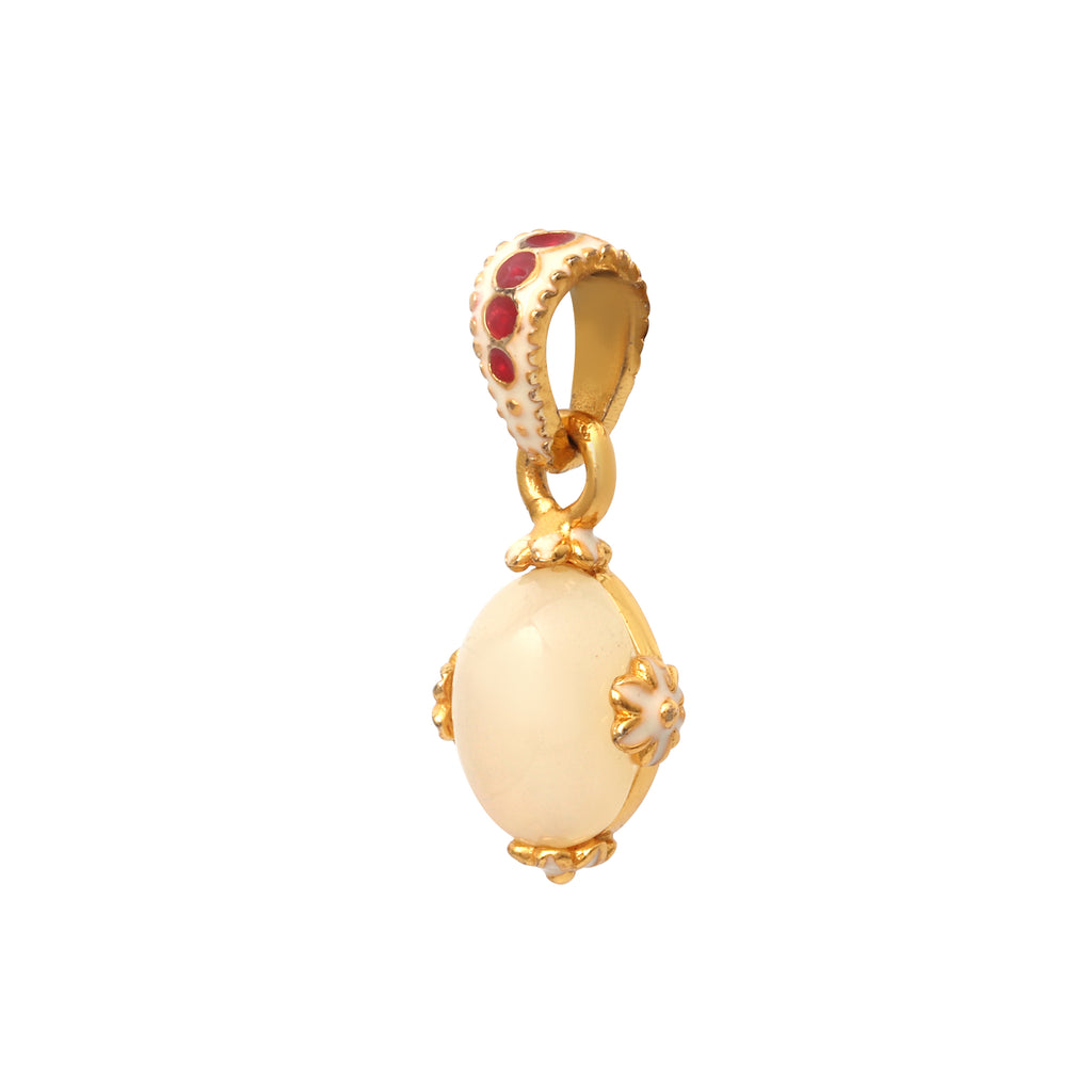 Elegant opal gemstone pendant with red enamel details