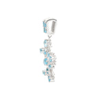 Natural Blue Topaz Snowflake Pendant in 925 Sterling Silver