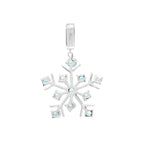 Natural Blue Topaz Snowflake Pendant in 925 Sterling Silver