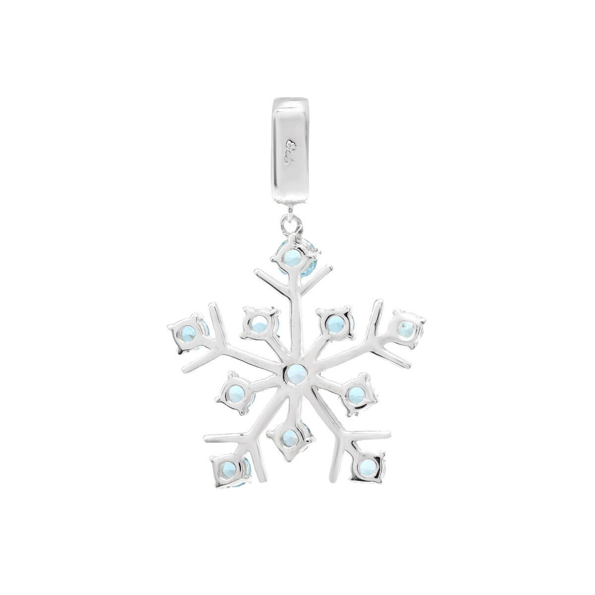 Natural Blue Topaz Snowflake Pendant in 925 Sterling Silver
