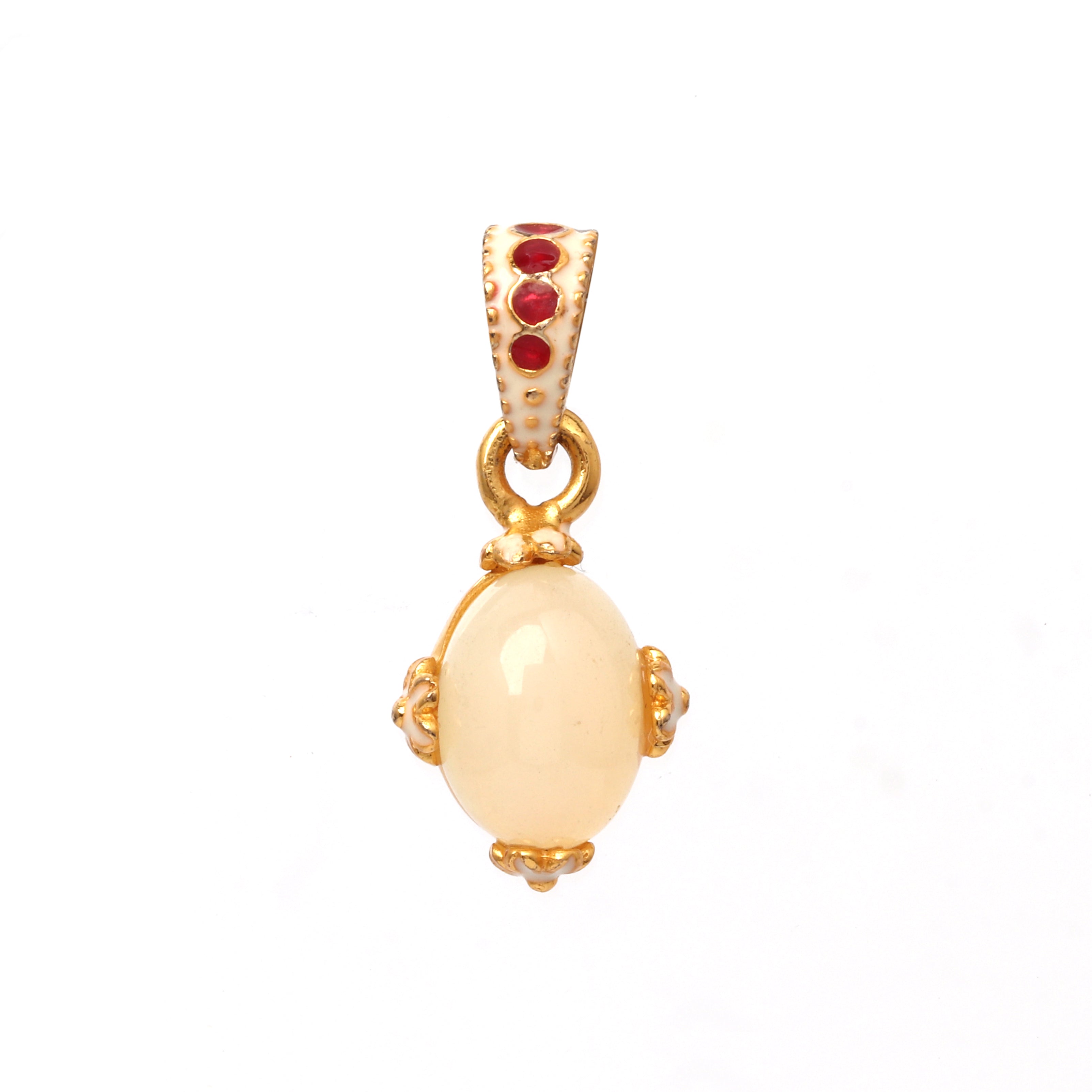 Gold plated white opal pendant in 925 sterling silver