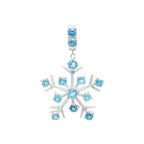 Natural Blue Topaz Snowflake Pendant in 925 Sterling Silver