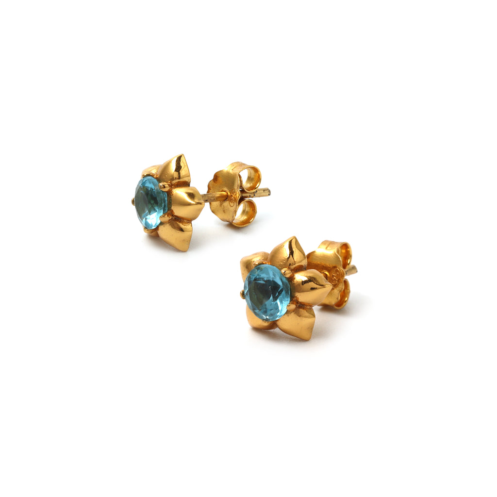 Elegant Blue Topaz floral earrings handcrafted in sterling silver