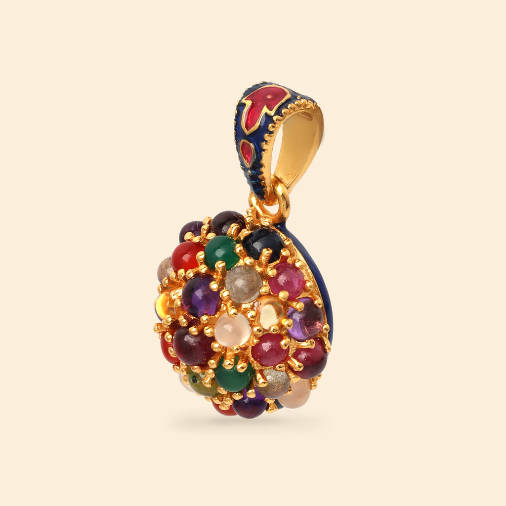 Premium cluster pendant with colorful natural gemstones