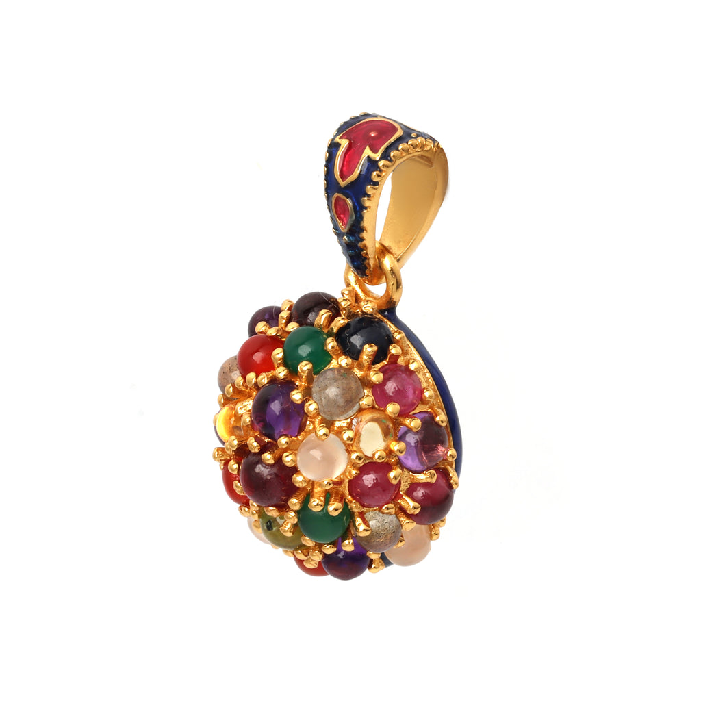 Colorful multi gemstone pendant handcrafted in Thailand