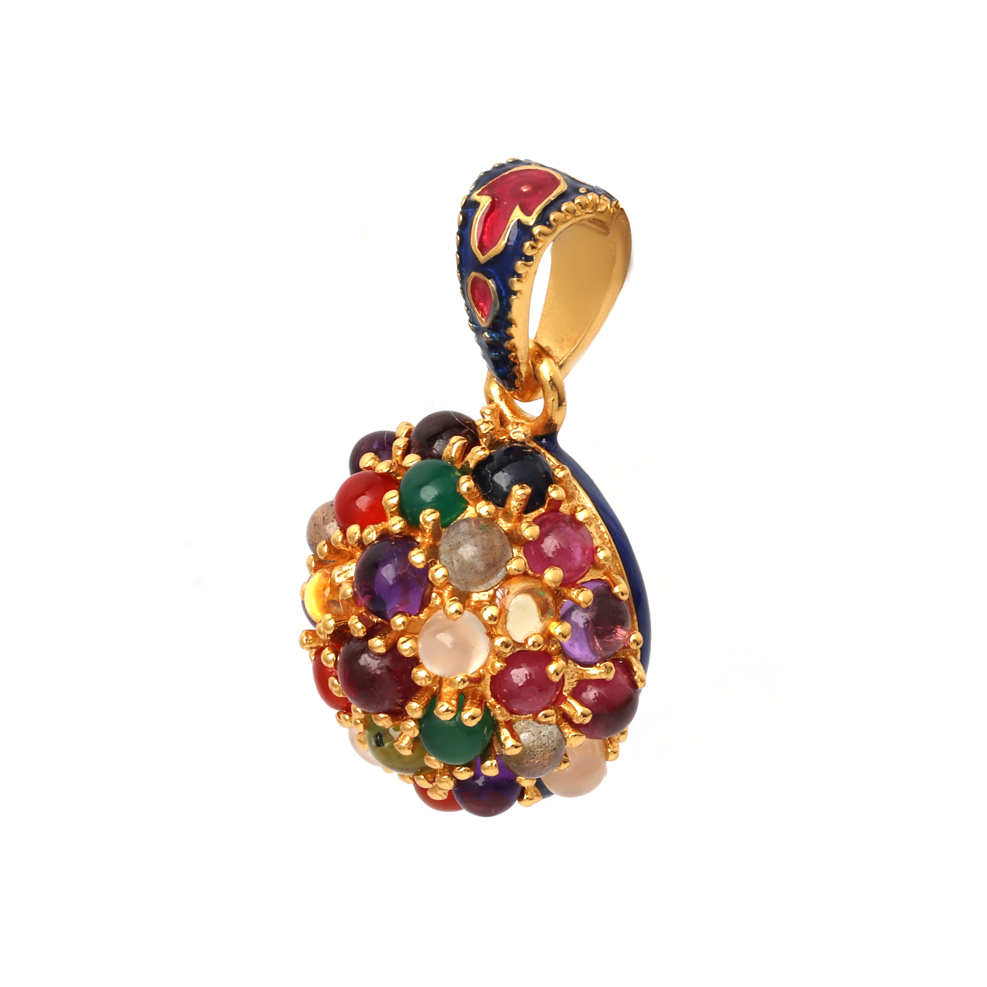 Colorful multi gemstone pendant handcrafted in Thailand