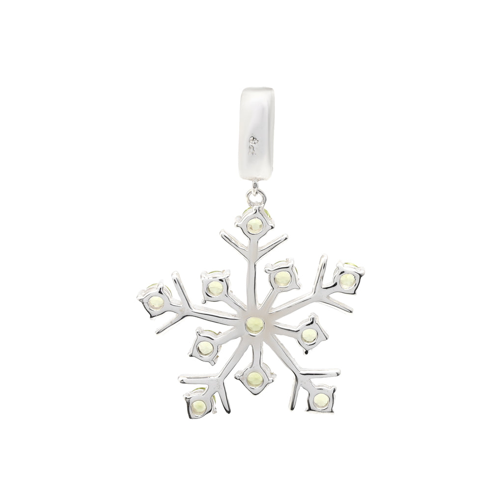 Natural Peridot Snowflake Pendant in 925 Sterling Silver