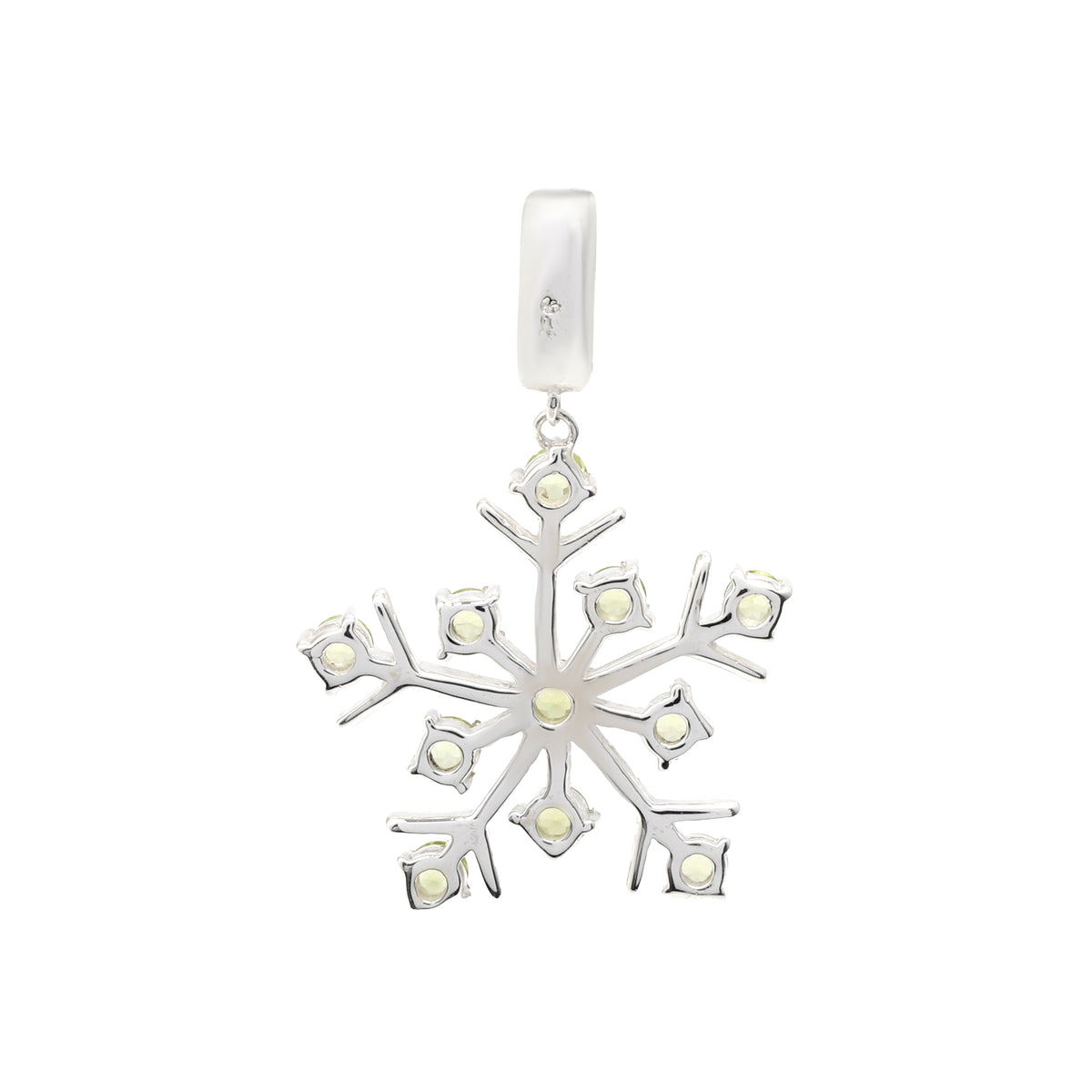 Natural Peridot Snowflake Pendant in 925 Sterling Silver