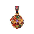 Gold plated multi gem cluster pendant in 925 sterling silver