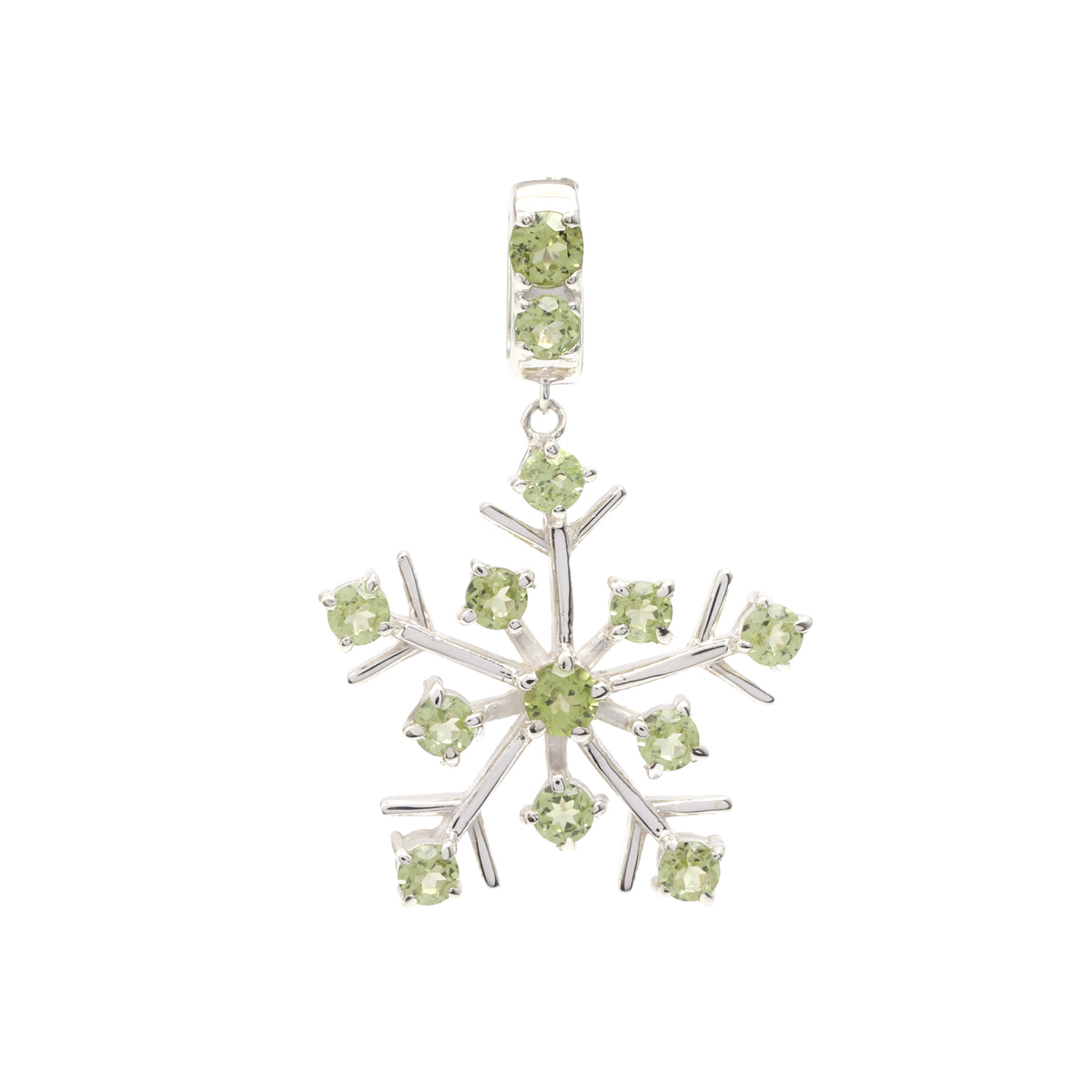 Natural Peridot Snowflake Pendant in 18K Gold-Plated Sterling Silver