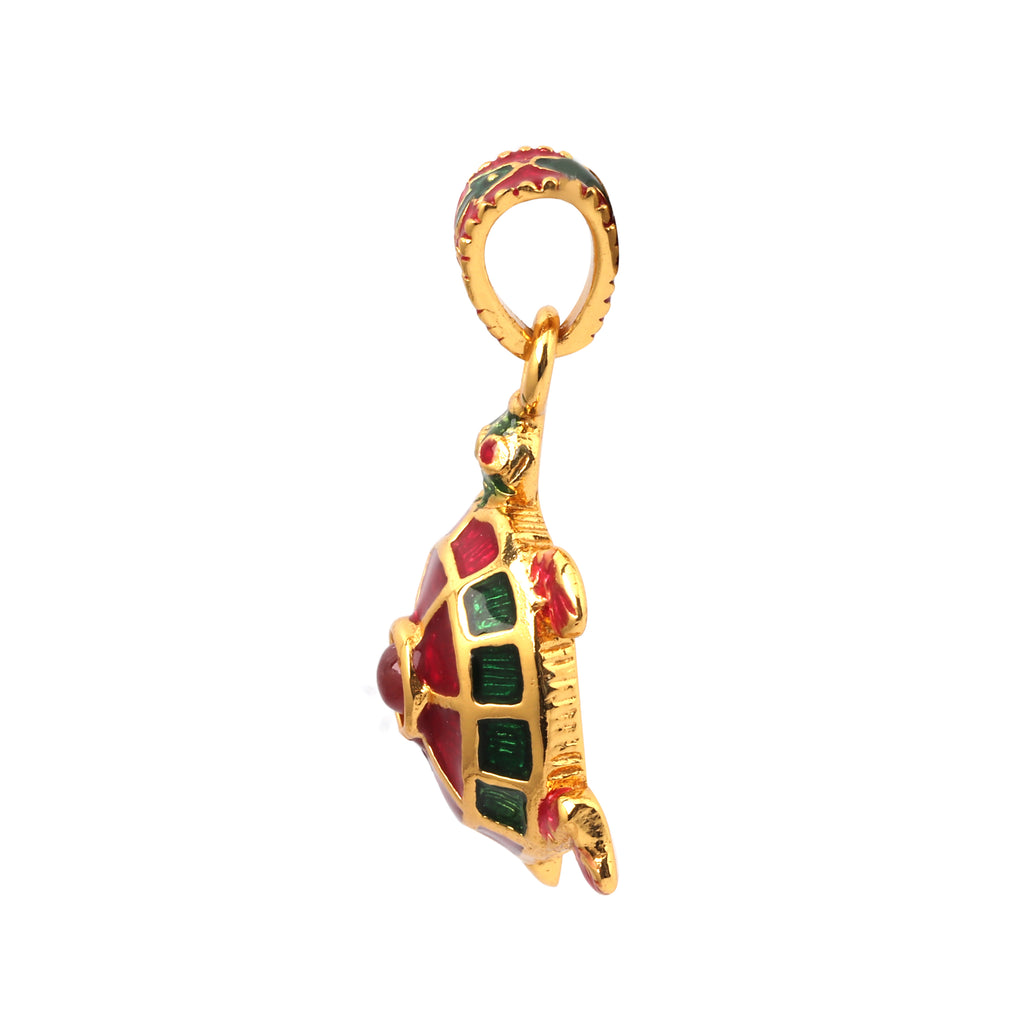 Luxury ruby pendant with red and green enamel accents