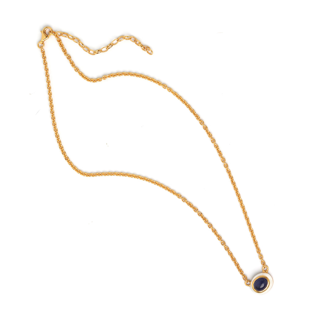 Minimalist sapphire necklace by Jewelry by Crimson in gold plated silver