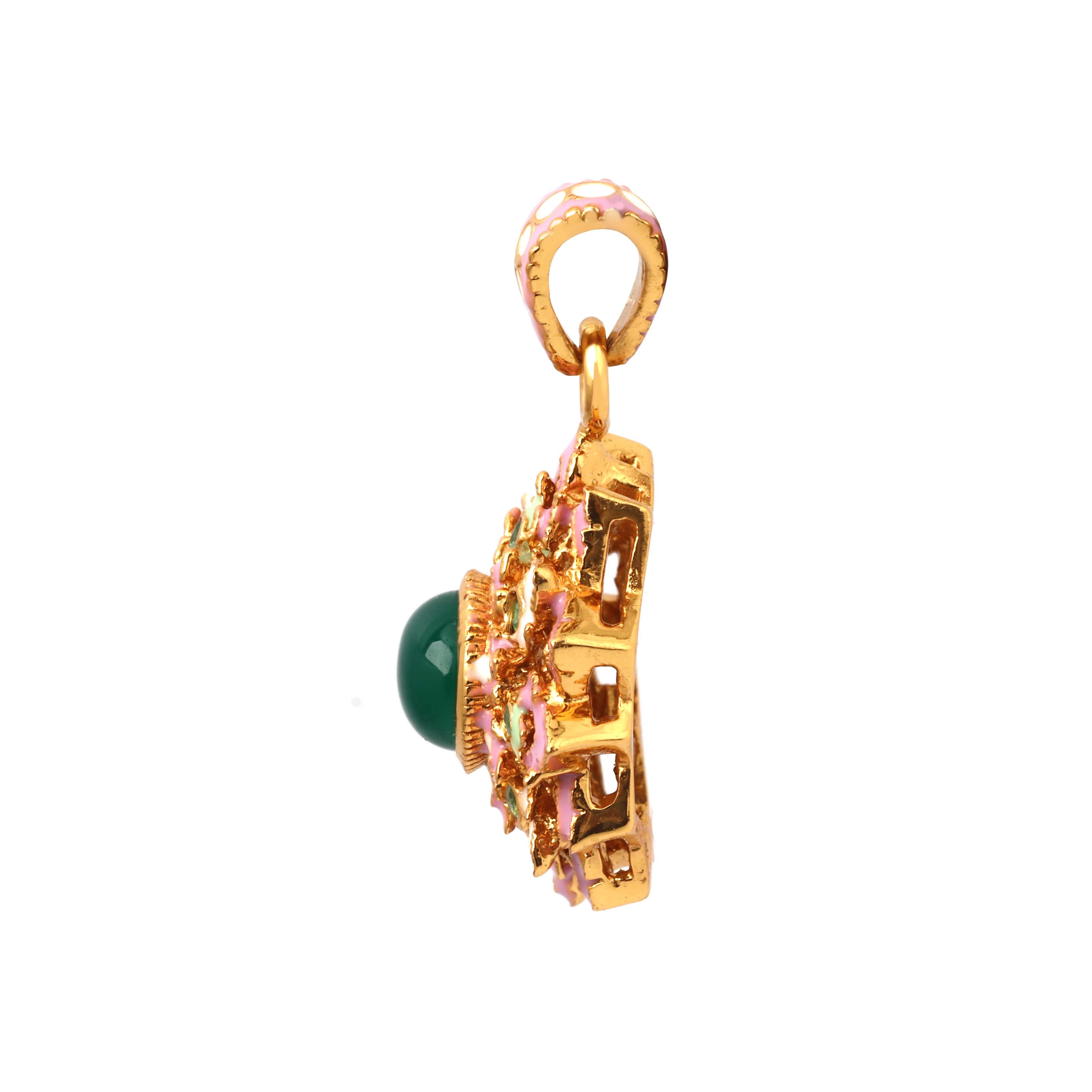 Luxury sterling silver pendant with onyx centerpiece and emerald accents