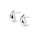 Side view of minimalist teardrop stud earrings in hypoallergenic 925 sterling silver