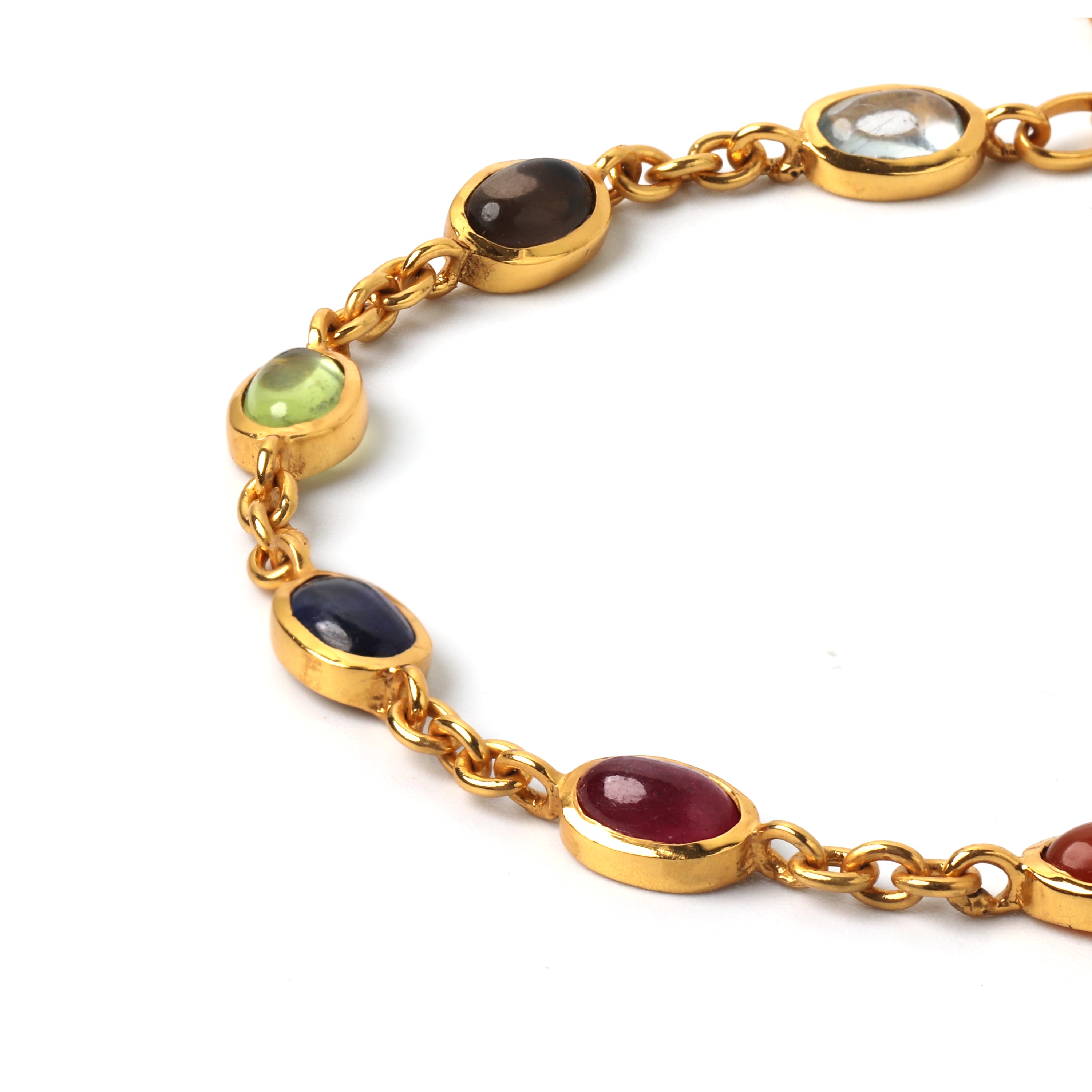 Elegant multi gemstone chain bracelet handcrafted in Thailand