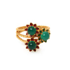 Natural green onyx statement ring for women