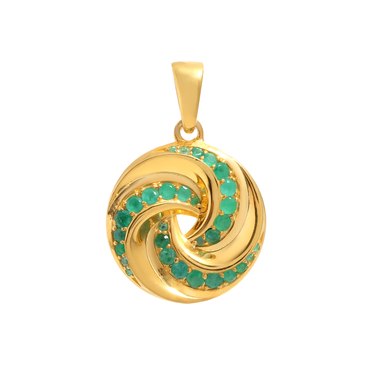 Luxury Emerald Twisted Pendant in 18K Gold-Plated Sterling Silver