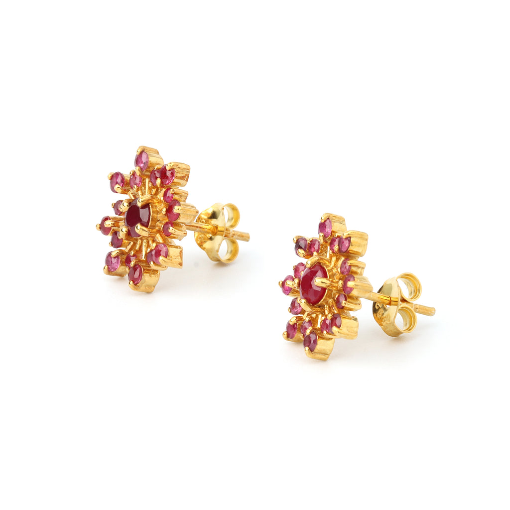 Handcrafted ruby earrings in 925 sterling silver