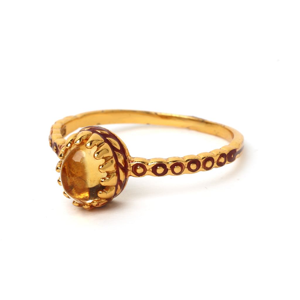 Oval citrine gemstone ring handcrafted in Thailand