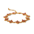 Gold plated multi gem floral bracelet in 925 sterling silver