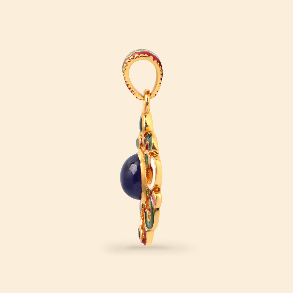 Women's sapphire pendant in sterling silver with gold finish