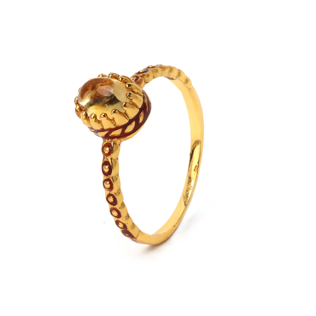 Minimalist citrine ring with 14K gold plated finish