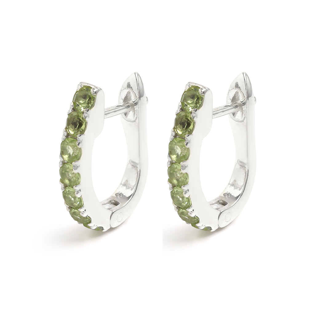 Natural Peridot Hoop Earrings in 925 Sterling Silver