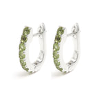 Natural Peridot Hoop Earrings in 925 Sterling Silver