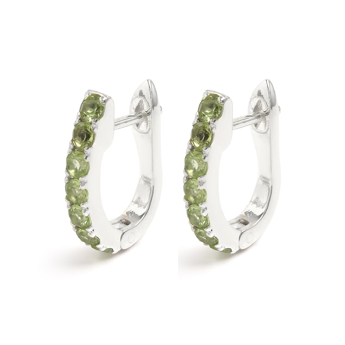 Natural Peridot Hoop Earrings in 925 Sterling Silver