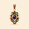 Decorative sapphire pendant with colorful enamel design