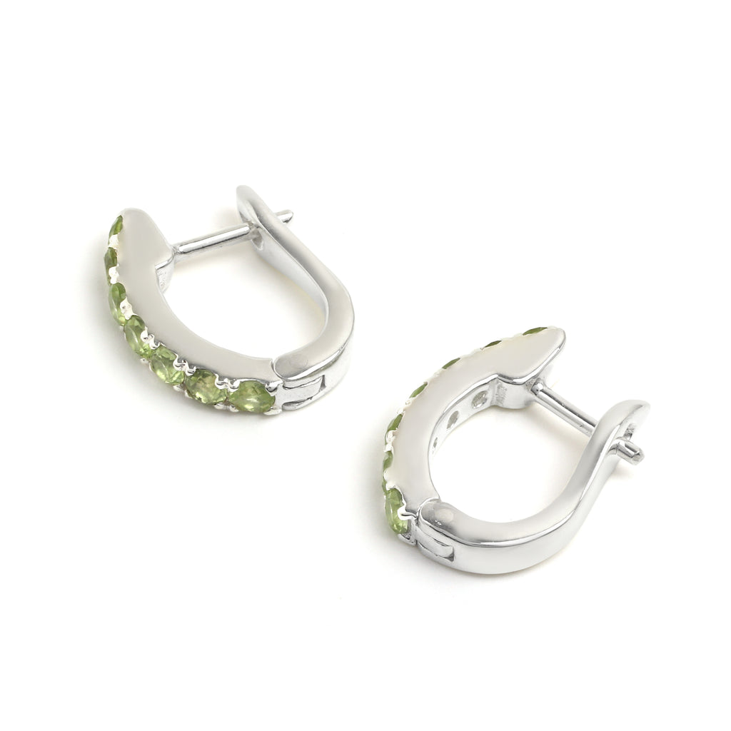 Natural Peridot Hoop Earrings in 925 Sterling Silver