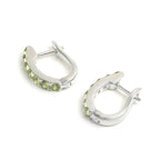 Natural Peridot Hoop Earrings in 925 Sterling Silver