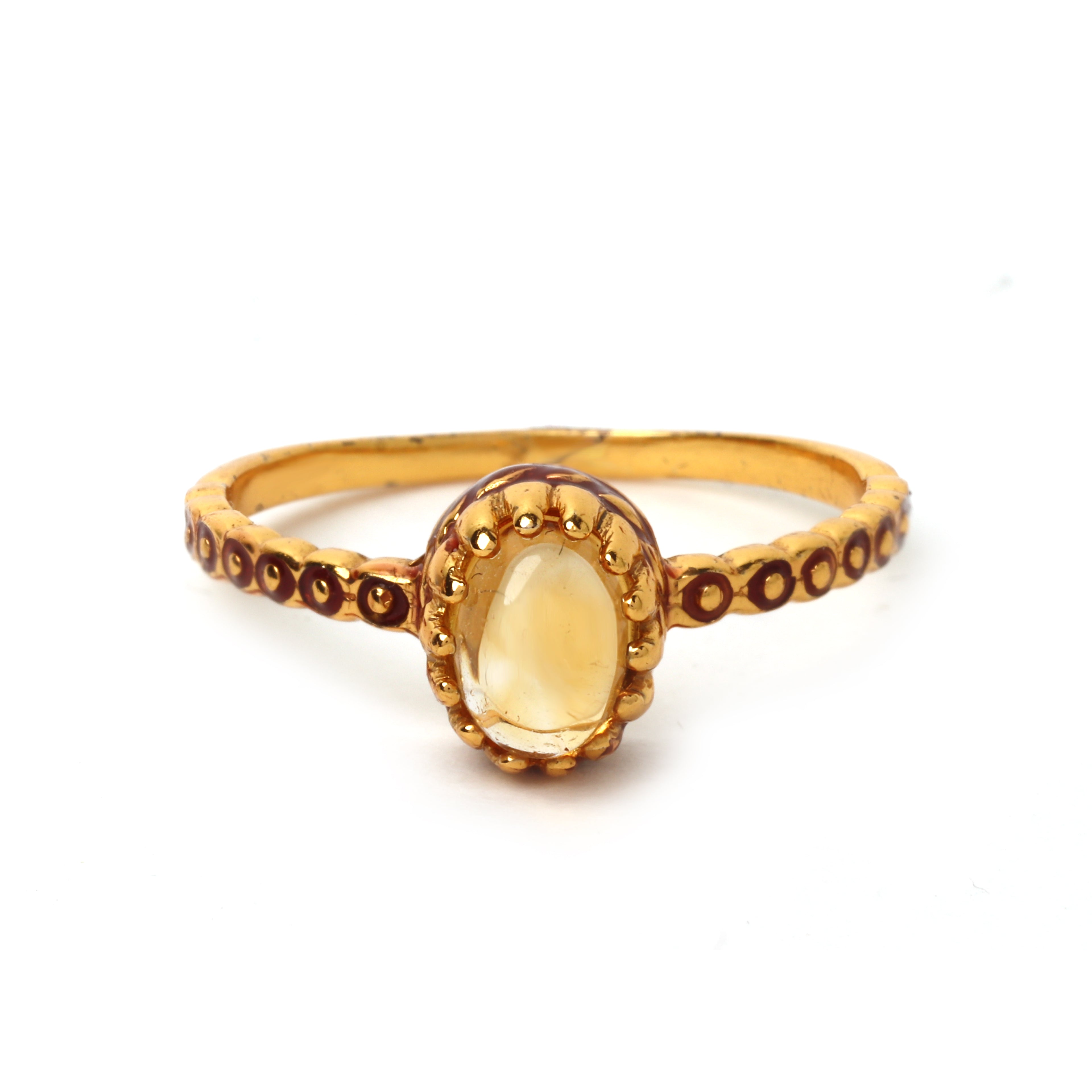 Natural citrine ring in gold plated sterling silver