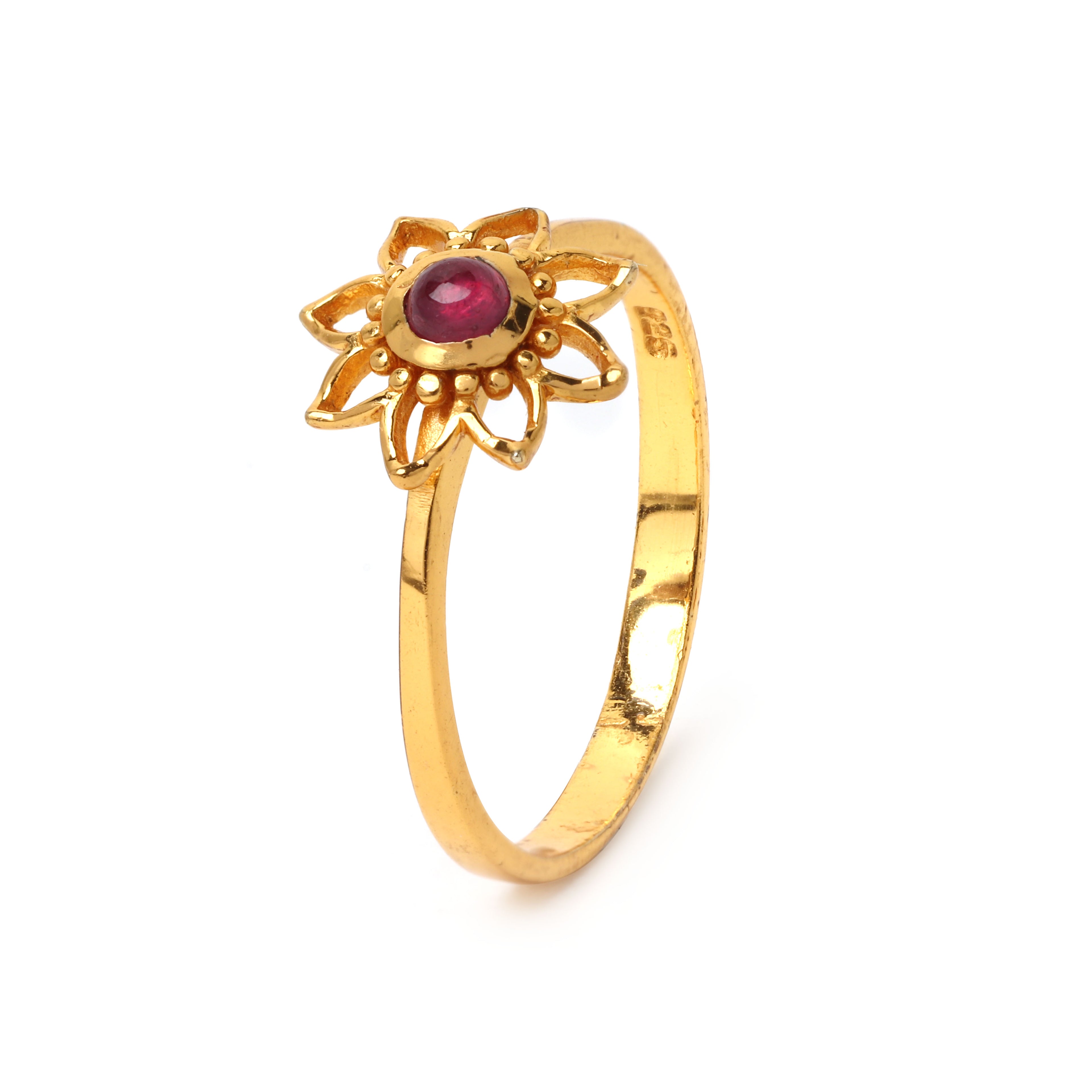Natural ruby flower ring for women